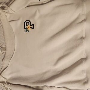 Large, white, cropped, off the shoulder sweater from PINK